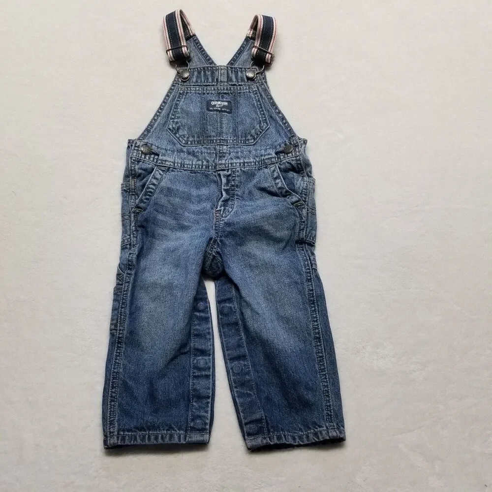 Oshkosh B’gosh 12-18 mo Bib Overalls Classic Snap Legs Adjustable Straps